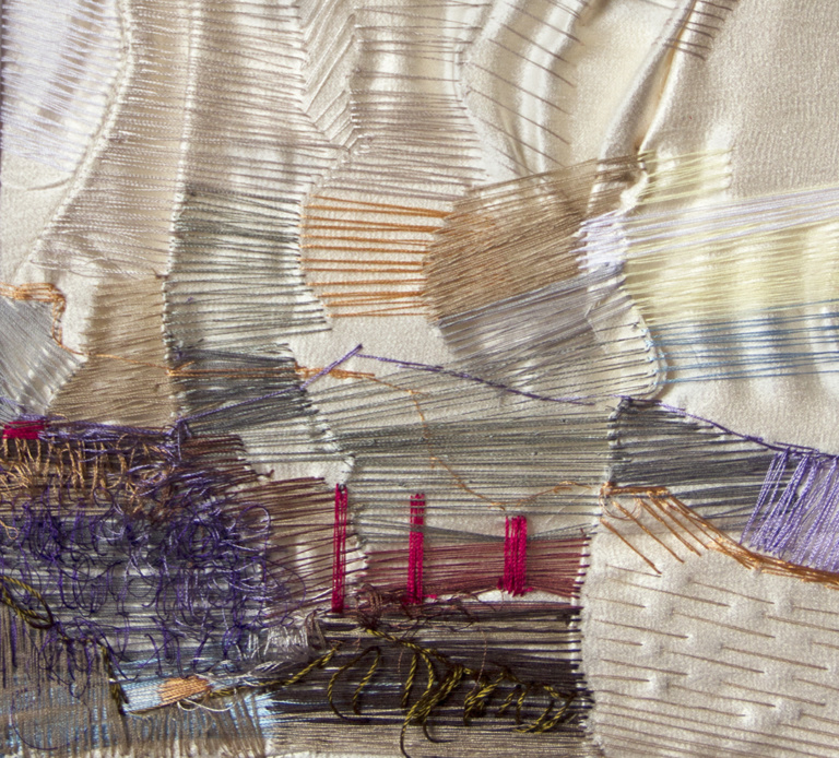 Urban Landscape, detail, 2017 Threads and silk, 17 x 13˝